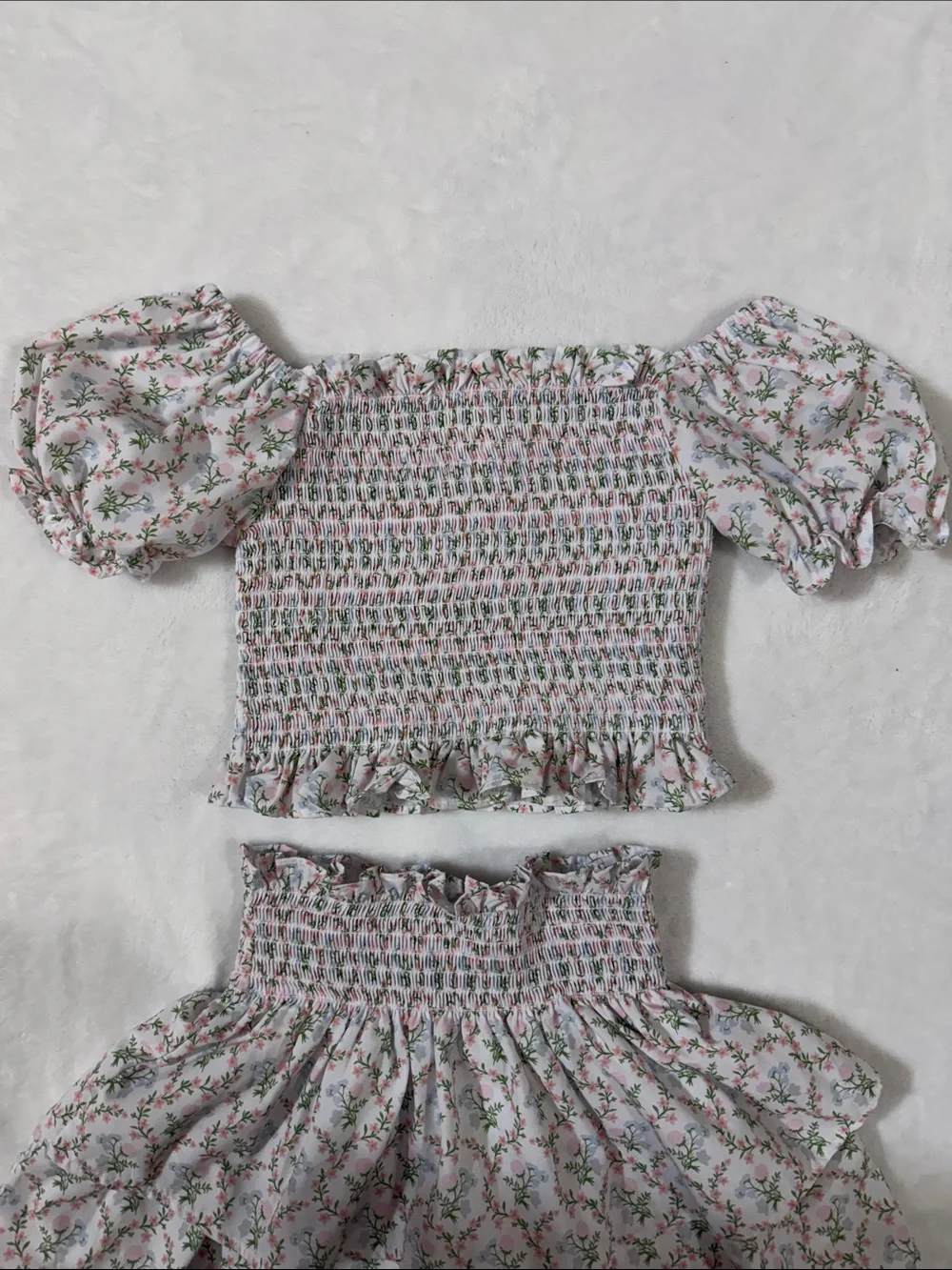 EEUC Cecil & Lou floral smocked top and tier ruffle skirt 6